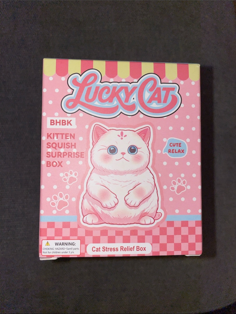 Vary rare find Lucky Cat Pink Kitten Squish Surprise Box